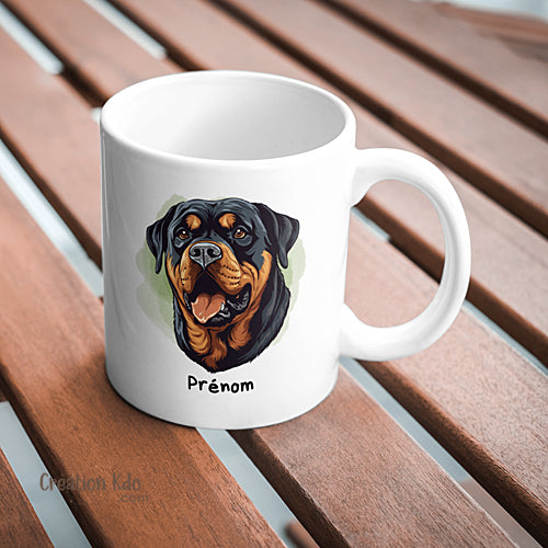 mug rottweiler tasse chien céramique blanc