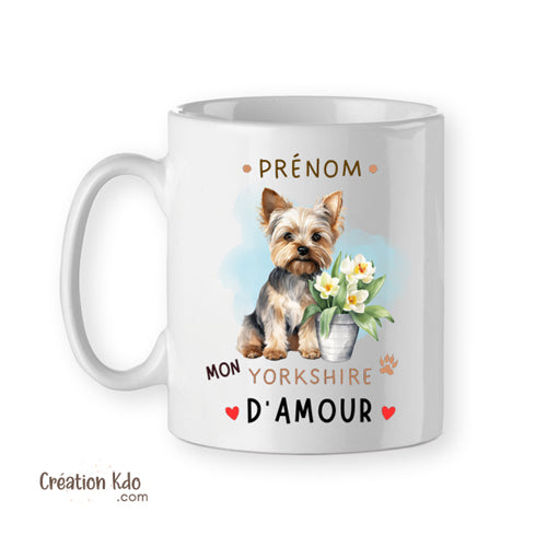 mug yorkshire d'amour personnalisé tasse prénom chien