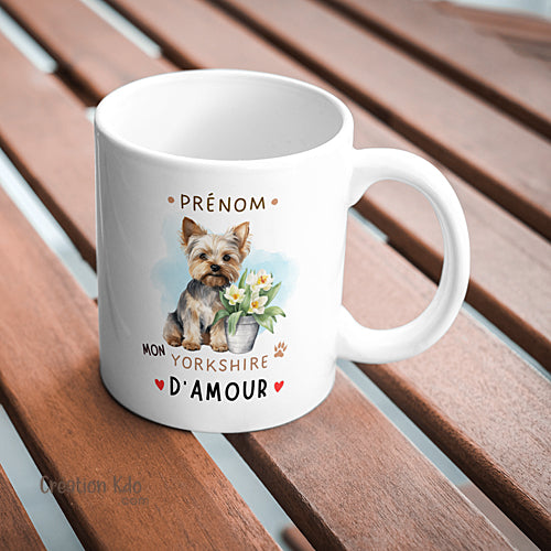 mug yorkshire d'amour personnalisé tasse prénom chien