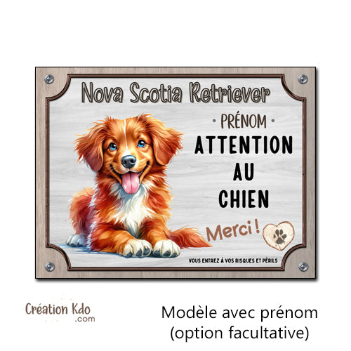 plaque nova scotia retriever attention au chien panneau je monte la garde personnalisé