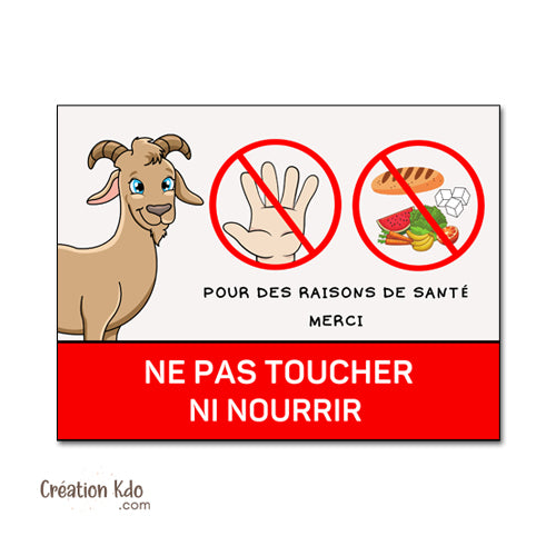 panneau ne pas nourrir les chèvres animaux plaque raisons de santé