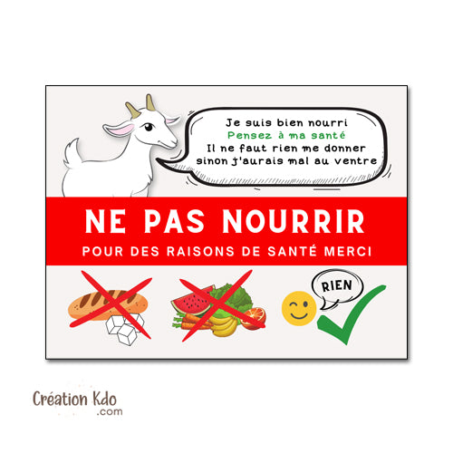 panneau ne pas nourrir chèvre plaque ne pas donner à manger aux animaux chevaux pancarte