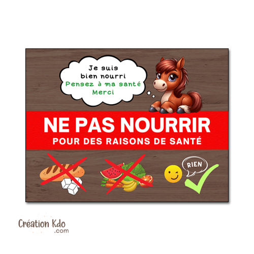 panneau ne pas nourrir cheval plaque ne pas donner à manger aux animaux chevaux pancarte