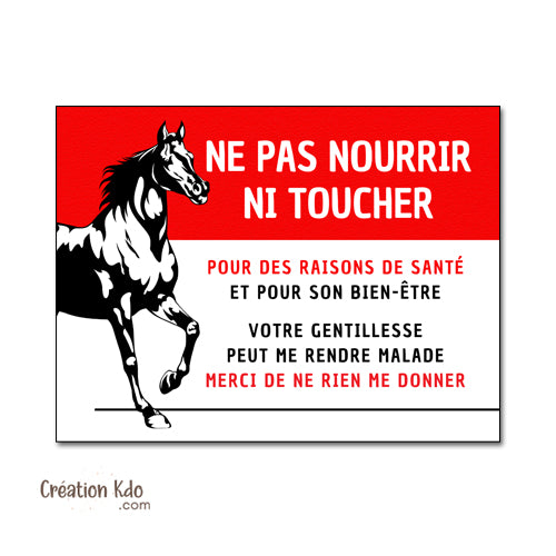 panneau ne pas nourrir chevaux pour raison de santé plaque ne pas donner à manger aux animaux cheval pancarte box