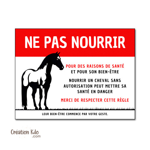 panneau ne pas nourrir chevaux pour raison de santé plaque ne pas donner à manger aux animaux cheval pancarte box