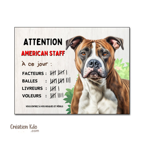 panneau american staff amstaff à ce jour je monte la garde plaque chien portail