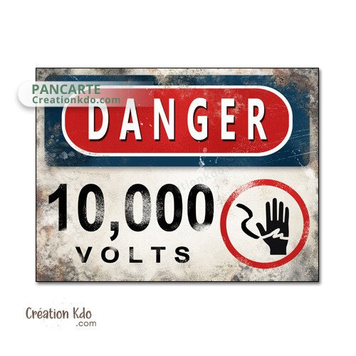 panneau jurassic park dinosaure plaque danger 10000 volts