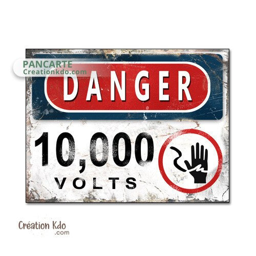 panneau danger volts jurassic park plaque rétro dinosaure