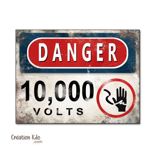panneau jurassic park dinosaure plaque danger 10000 volts plaque danger dino pancarte vintage rétro