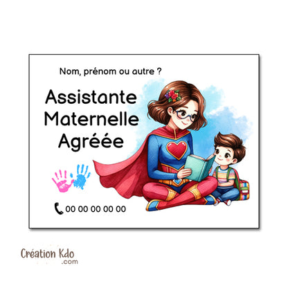 Plaque assistante maternelle panneau nounou nourrice métier pancarte personnalisée texte