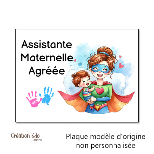 Plaque assistante maternelle panneau nounou nourrice métier pancarte personnalisée texte