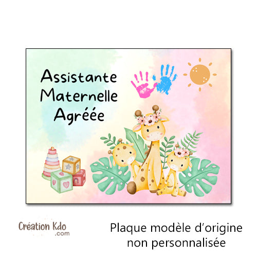 Plaque assistante maternelle panneau nounou nourrice métier pancarte personnalisée texte