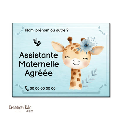 Plaque Personnalisable Plaque Assistante Maternelle Agréée - Modèle Ourson Aviateur - Aluminium 15x20cm - Personnalisable Signalétique Extérieur