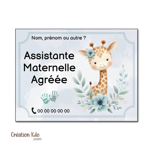 Plaque assistante maternelle panneau nounou nourrice pancarte à personnaliser
