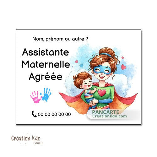 Plaque assistante maternelle panneau nounou nourrice métier pancarte personnalisée texte