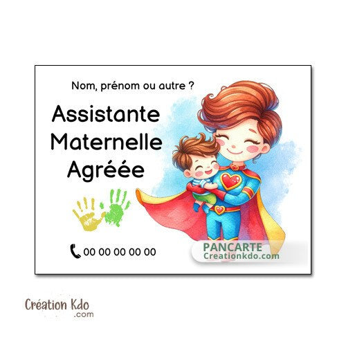 Plaque assistante maternelle panneau nounou nourrice métier pancarte personnalisée texte