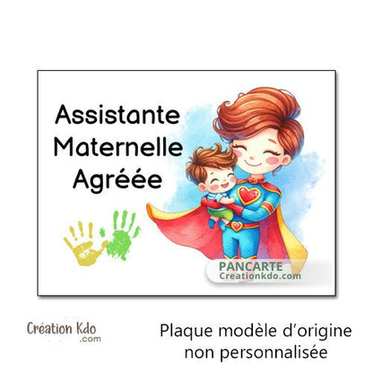 Plaque assistante maternelle panneau nounou nourrice métier pancarte personnalisée texte