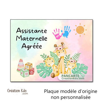 Plaque assistante maternelle panneau nounou nourrice métier pancarte personnalisée texte