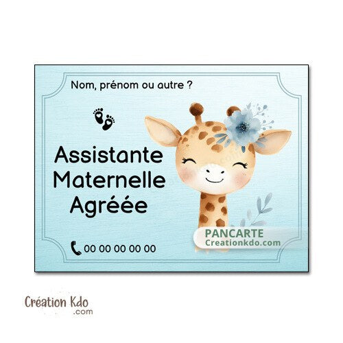 Plaque assistante maternelle panneau nounou nourrice pancarte à personnaliser