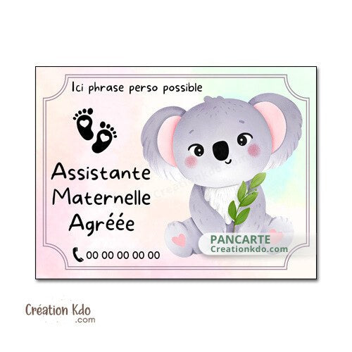 Plaque assistante maternelle panneau nounou nourrice pancarte à personnaliser