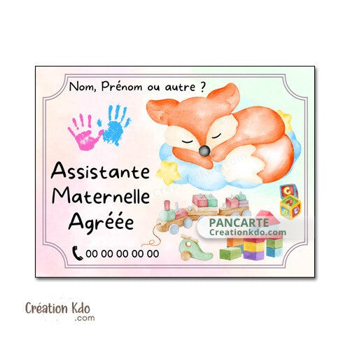 Plaque assistante maternelle panneau nounou nourrice pancarte à personnaliser