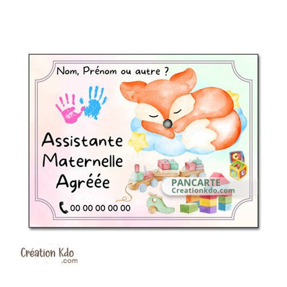 Plaque assistante maternelle panneau nounou nourrice pancarte à personnaliser