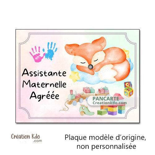 Plaque assistante maternelle panneau nounou nourrice pancarte à personnaliser