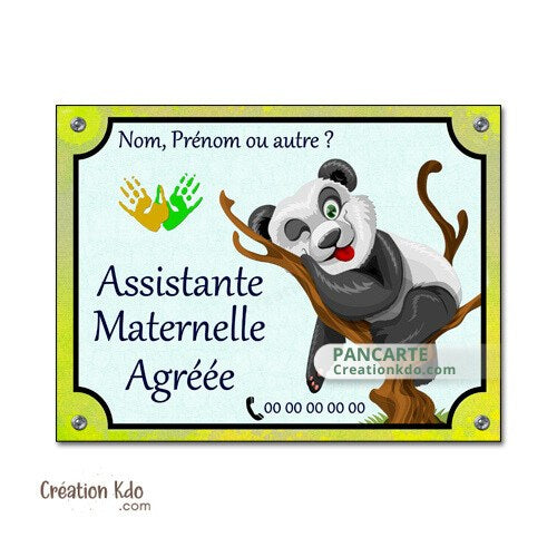 Plaque assistante maternelle panneau nounou nourrice pancarte à personnaliser
