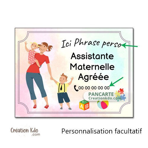 plaque assistante maternelle agréée panneau nounou nourrice pancarte personnalisée