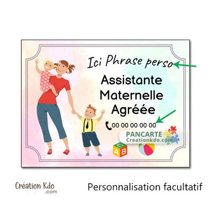 plaque assistante maternelle agréée panneau nounou nourrice pancarte personnalisée