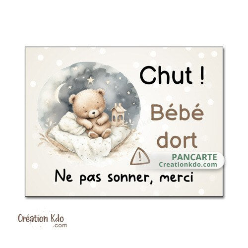 plaque chut bébé dort panneau nounou maman assistante maternelle ne pas sonner