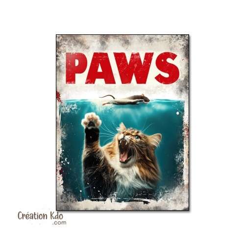 affiche plaque rétro les dents de la mer jaws caricature chat et souris requin poster