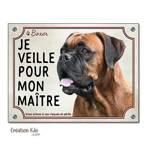 panneau chien boxer attention au chien plaque portail je veille pour mon maitre