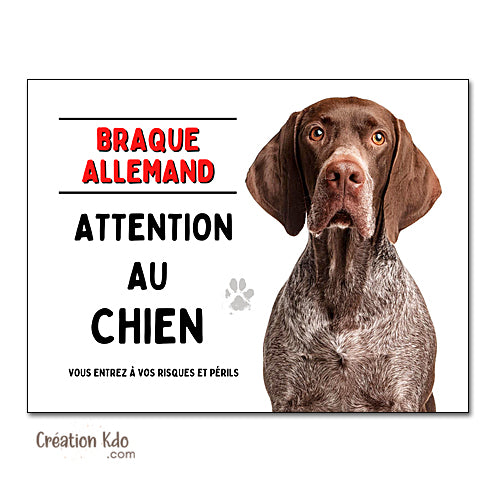 plaque braque allemand panneau attention au chien pancarte je monte la garde