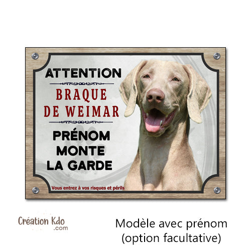 braque de weimar panneau je monte la garde plaque attention au chien personnalisé
