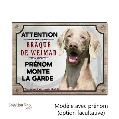 braque de weimar panneau je monte la garde plaque attention au chien personnalisé