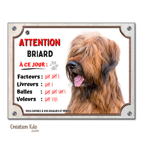 briard plaque attention au chien panneau portail je monte la garde