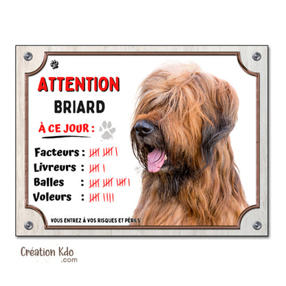 briard plaque attention au chien panneau portail je monte la garde