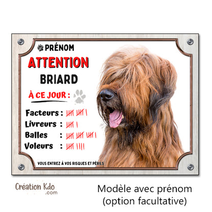 humour briard plaque attention au chien panneau portail je monte la garde