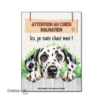 panneau dalmatien monte la garde plaque chien