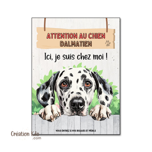 panneau dalmatien monte la garde plaque chien