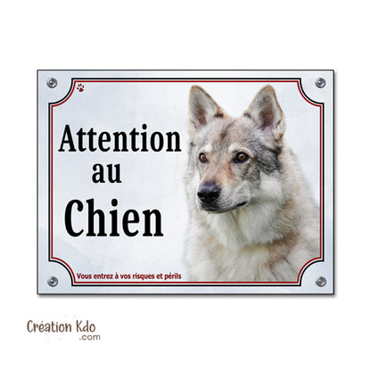 Plaque Attention au chien Panneau Chien-Loup Tchèque portail
