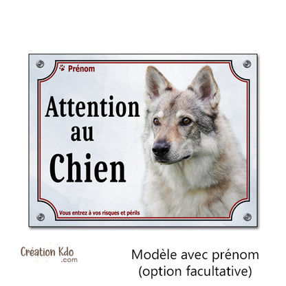 Plaque Attention au chien Panneau Chien-Loup Tchèque portail photo