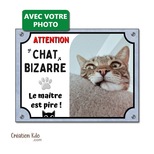 plaque attention chat bizarre humour le maitre est pire panneau portail personnalisé photo