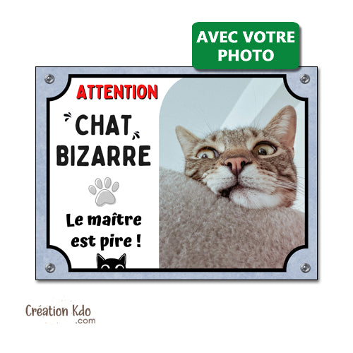 plaque attention chat bizarre humour le maitre est pire panneau portail personnalisé photo