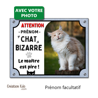 plaque attention chat bizarre humour le maitre est pire panneau portail personnalisé photo