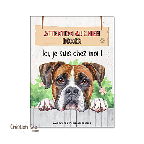 plaque chien boxer attention au chien panneau portail je monte la garde je suis chez moi
