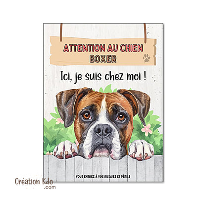 plaque chien boxer attention au chien panneau portail je monte la garde je suis chez moi