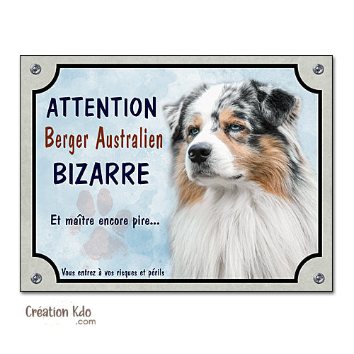 berger australien plaque attention au chien panneau portail je monte la garde