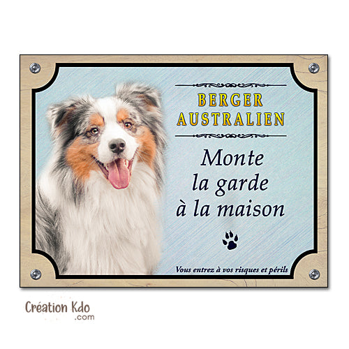 berger australien panneau attention au chien plaque portail je monte la garde